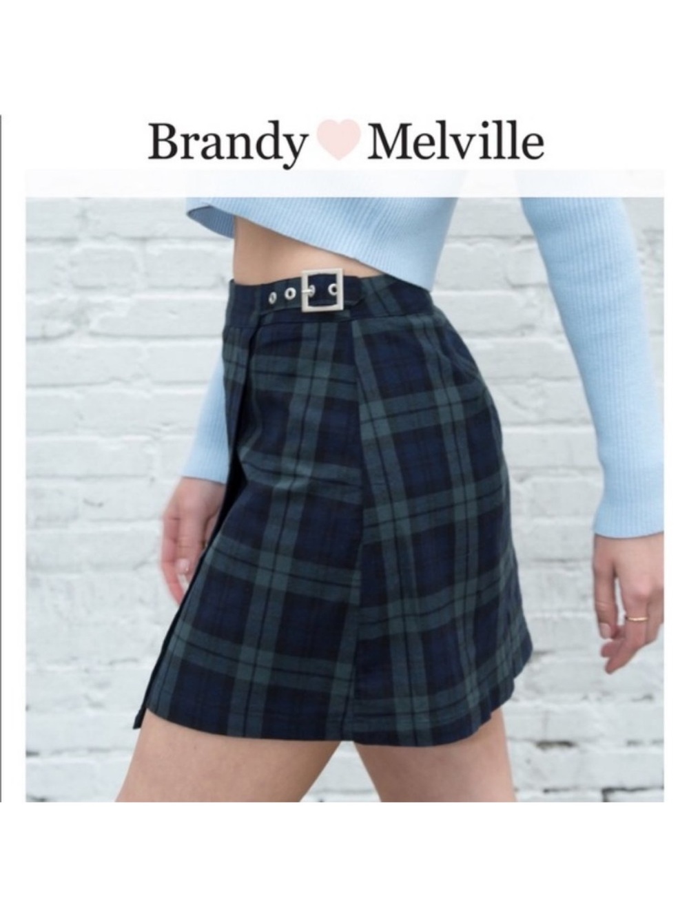 Classic Navy Plaid Brandy Melville Mini Skirt
